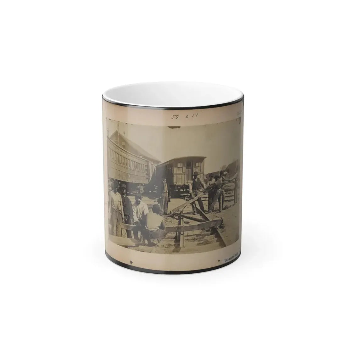 Military Railroad Operations in Northern Virginia  Men Using Levers for Loosening Rails (U.S. Civil War) Color Changing Coffee Mug 11oz Default Title 11oz - Go Mug Yourself