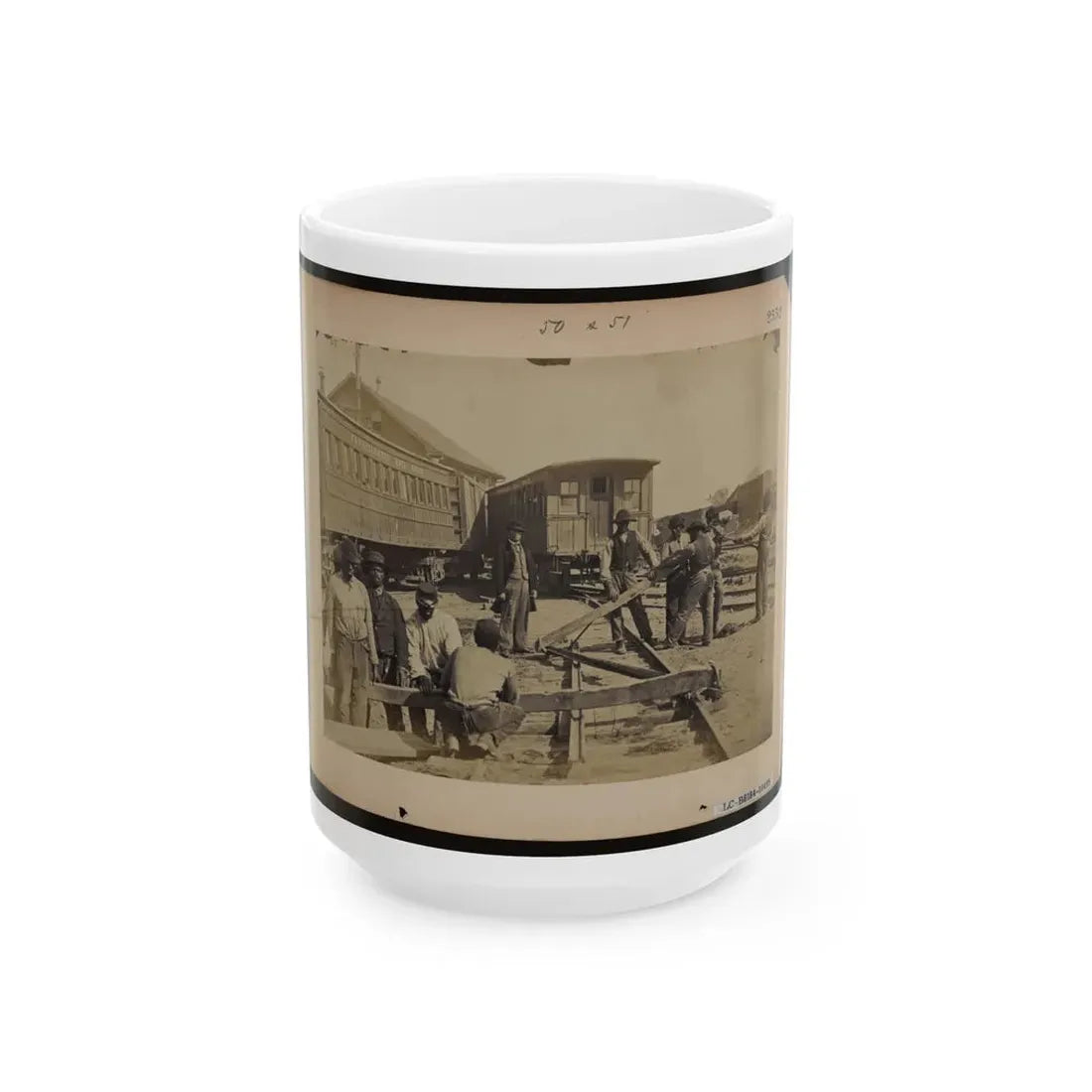 Military Railroad Operations In Northern Virginia  Men Using Levers For Loosening Rails (U.S. Civil War) White Coffee Mug 15oz - Go Mug Yourself