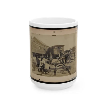 Military Railroad Operations In Northern Virginia  Men Using Levers For Loosening Rails (U.S. Civil War) White Coffee Mug 15oz - Go Mug Yourself