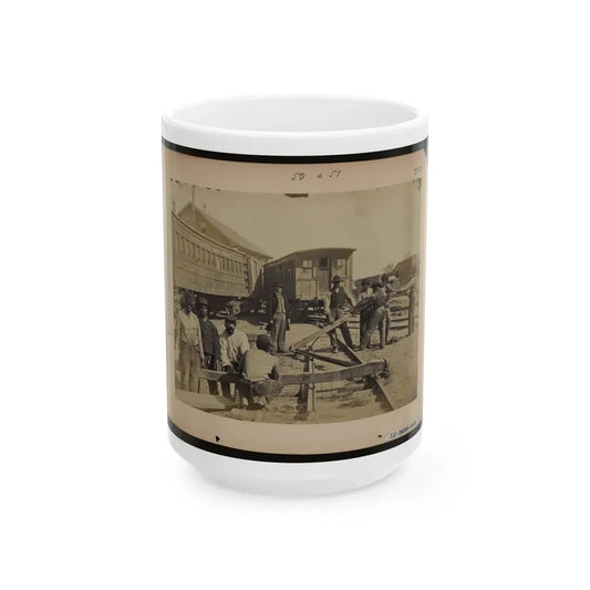 Military Railroad Operations In Northern Virginia  Men Using Levers For Loosening Rails (U.S. Civil War) White Coffee Mug 15oz - Go Mug Yourself