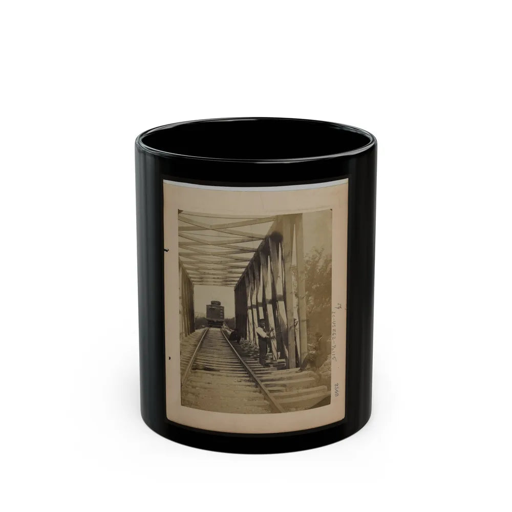 Military Railroad Operations In Northern Virginia Men Working On Bridge (U.S. Civil War) Black Coffee Mug-11oz-Go Mug Yourself