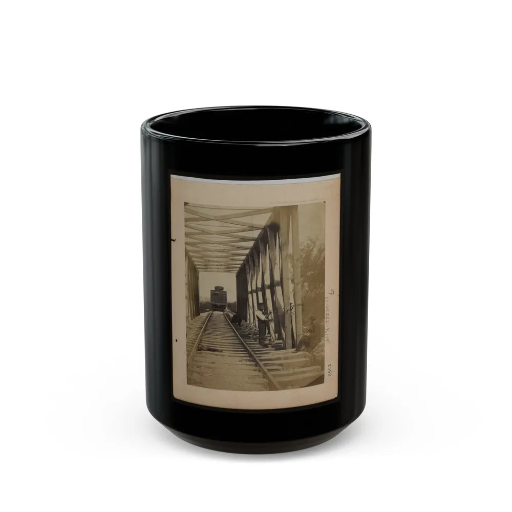 Military Railroad Operations In Northern Virginia Men Working On Bridge (U.S. Civil War) Black Coffee Mug-15oz-Go Mug Yourself