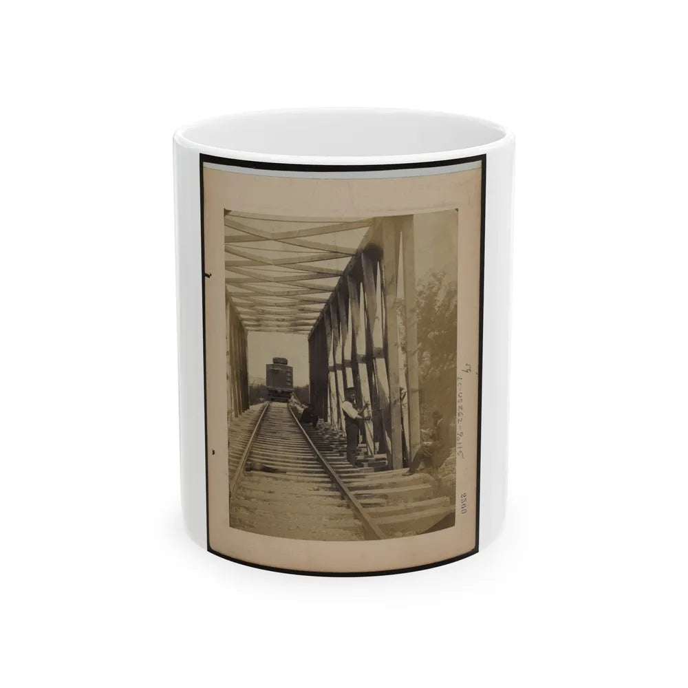 Military Railroad Operations In Northern Virginia Men Working On Bridge (U.S. Civil War) White Coffee Mug-11oz-Go Mug Yourself