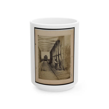 Military Railroad Operations In Northern Virginia Men Working On Bridge (U.S. Civil War) White Coffee Mug-15oz-Go Mug Yourself