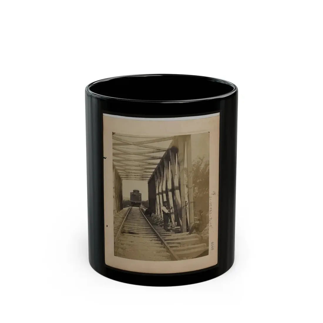 Military Railroad Operations In Northern Virginia  Men Working On Bridge (U.S. Civil War) Black Coffee Mug 11oz - Go Mug Yourself