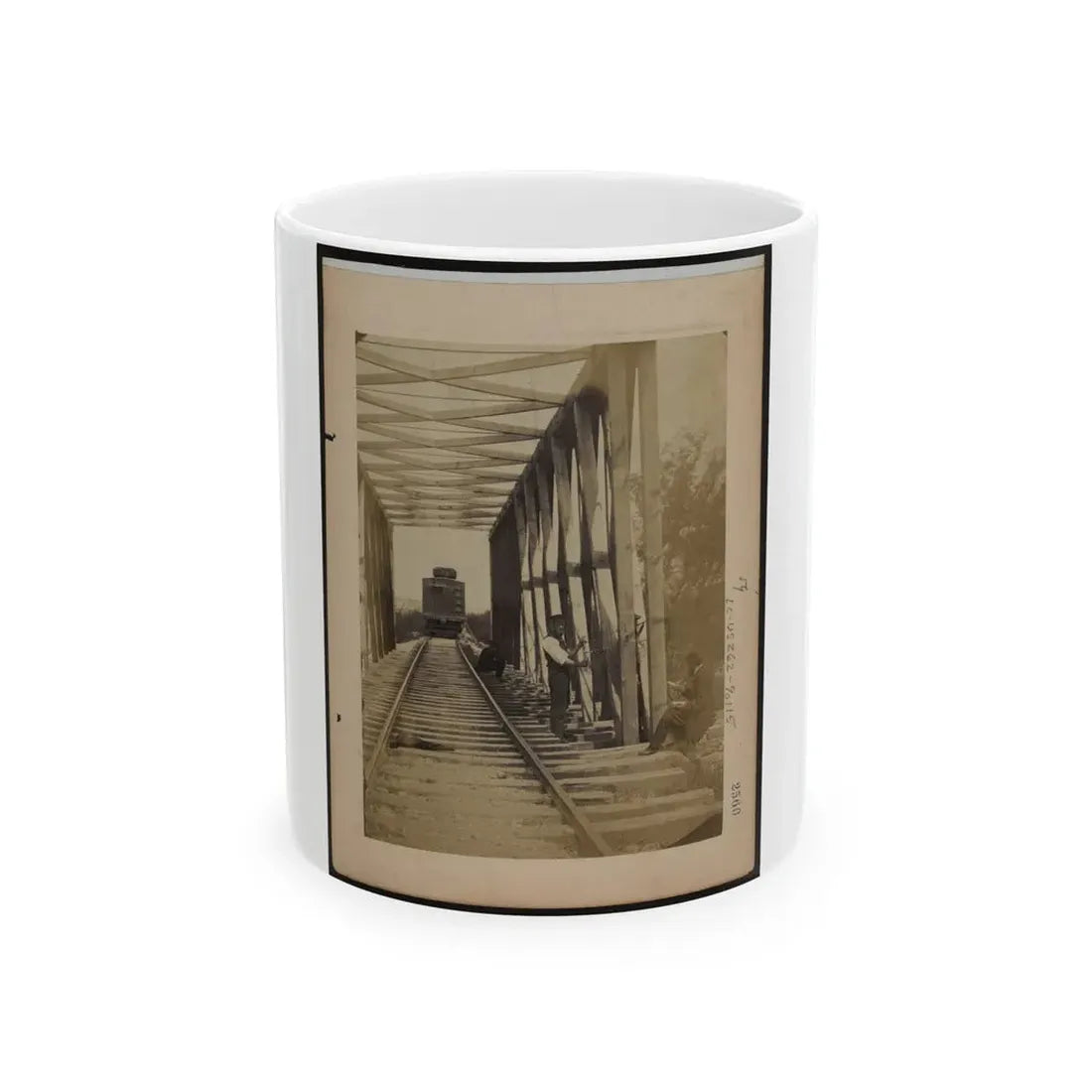 Military Railroad Operations In Northern Virginia  Men Working On Bridge (U.S. Civil War) White Coffee Mug 11oz - Go Mug Yourself