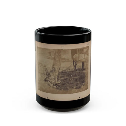 Military Railroad Operations In Northern Virginia Pieces Of Rail And Wood Chained Around A Tree (U.S. Civil War) Black Coffee Mug-15oz-Go Mug Yourself