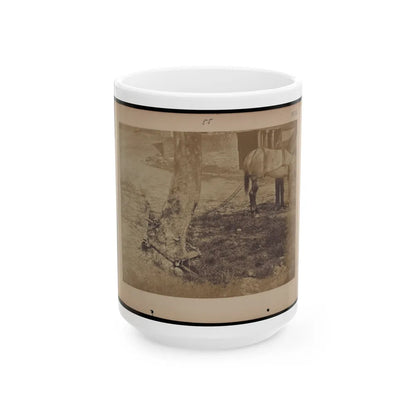 Military Railroad Operations In Northern Virginia Pieces Of Rail And Wood Chained Around A Tree (U.S. Civil War) White Coffee Mug-15oz-Go Mug Yourself