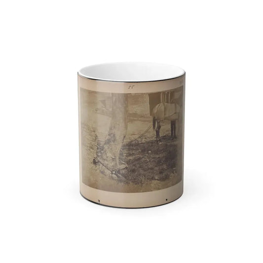 Military Railroad Operations in Northern Virginia  Pieces of Rail and Wood Chained Around a Tree (U.S. Civil War) Color Changing Coffee Mug 11oz Default Title 11oz - Go Mug Yourself