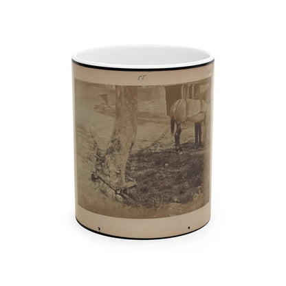 Military Railroad Operations In Northern Virginia  Pieces Of Rail And Wood Chained Around A Tree (U.S. Civil War) White Coffee Mug 11oz - Go Mug Yourself