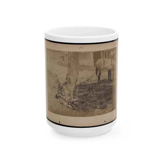 Military Railroad Operations In Northern Virginia  Pieces Of Rail And Wood Chained Around A Tree (U.S. Civil War) White Coffee Mug 15oz - Go Mug Yourself