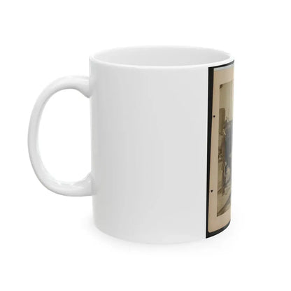 Military Railroad Operations In Northern Virginia  Soldier And Another Man Standing At Railroad Tracks In Front Of Locomotive (U.S. Civil War) White Coffee Mug - Go Mug Yourself