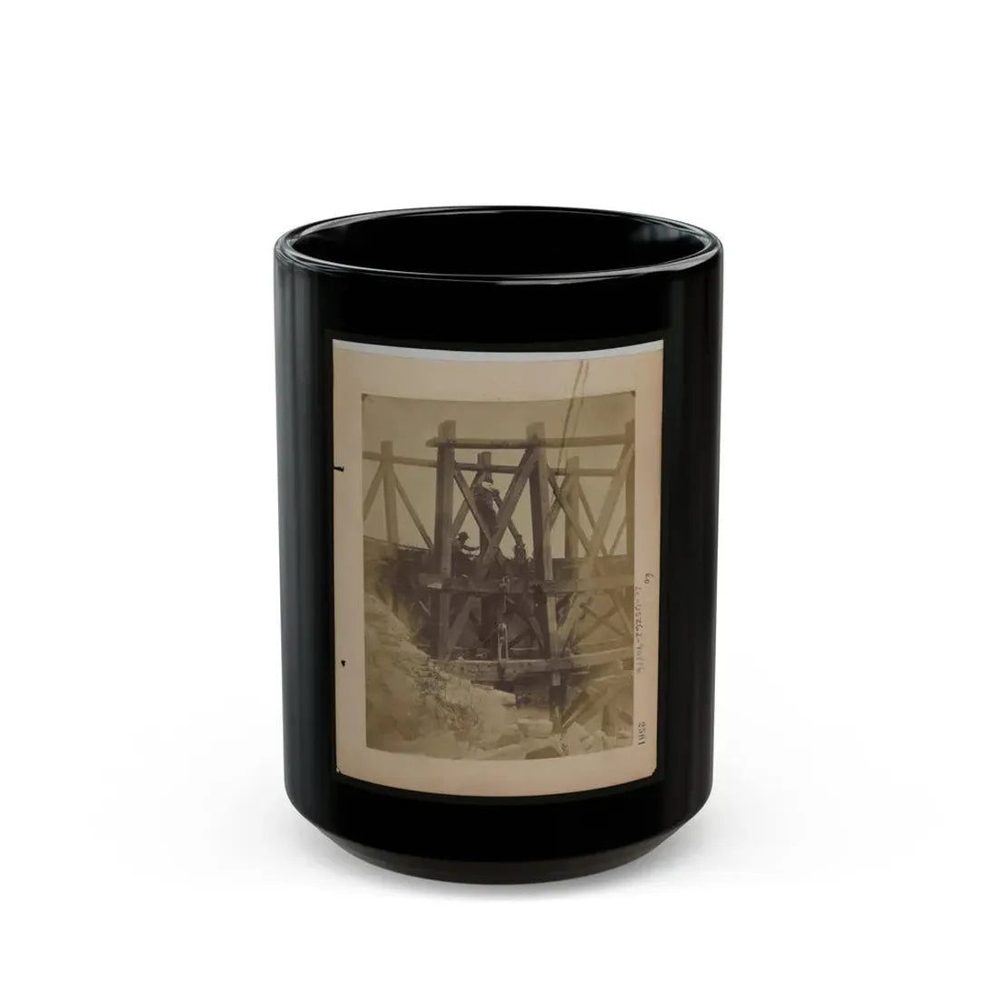 Military Railroad Operations In Northern Virginia  Two Men Boring Holes In Bridge Trestles And Man With Haupt's Torpedo (U.S. Civil War) Black Coffee Mug 15oz - Go Mug Yourself