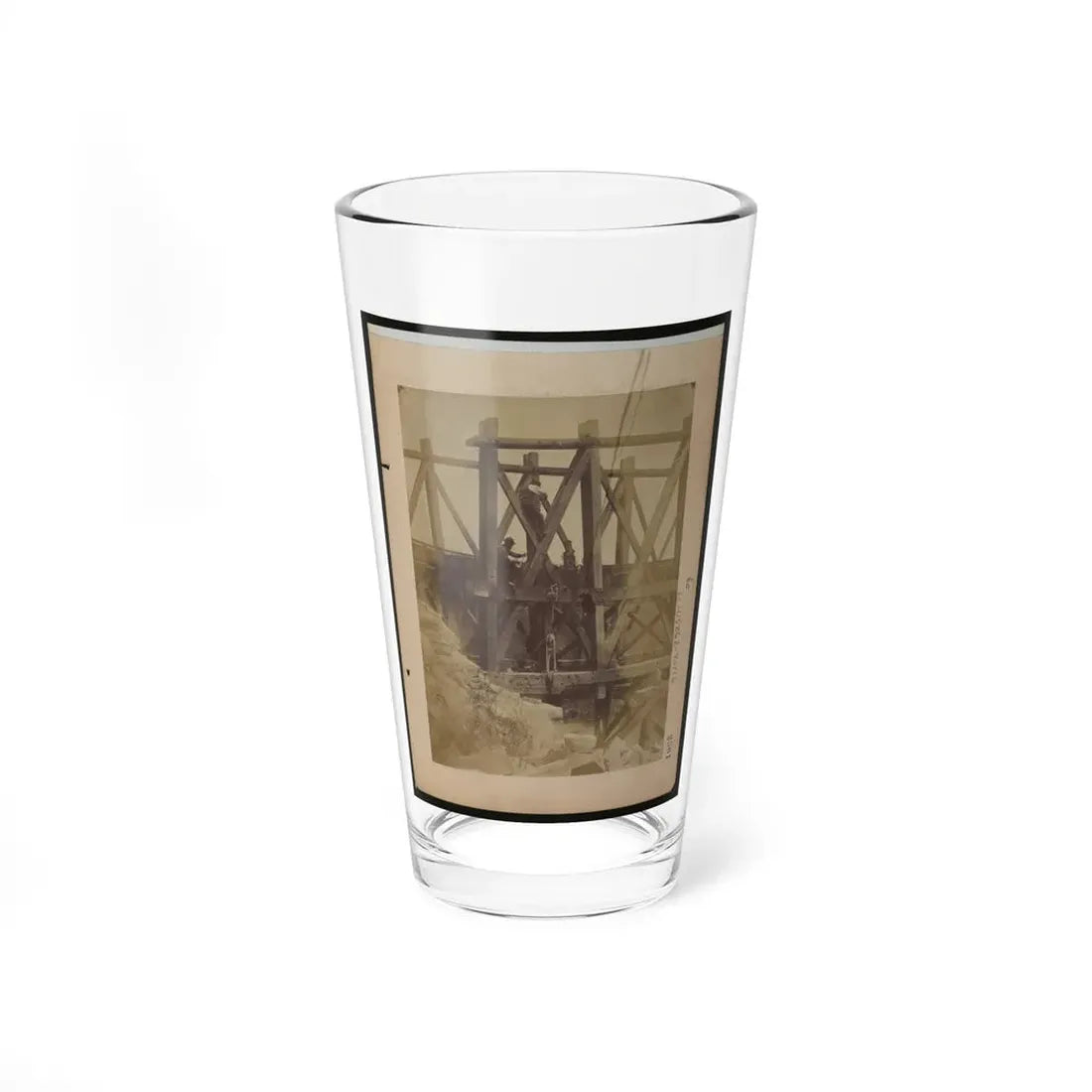 Military Railroad Operations In Northern Virginia  Two Men Boring Holes In Bridge Trestles And Man With Haupt's Torpedo (U.S. Civil War) Pint Glass 16oz 16oz - Go Mug Yourself