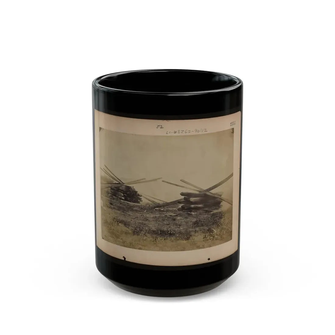 Military Railroad Operations In Northern Virginia  Two Piles Of Rails And Wooden Ties (U.S. Civil War) Black Coffee Mug 15oz - Go Mug Yourself