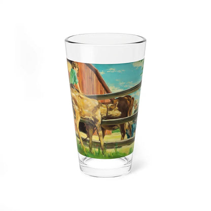 Milking the Cow (Magazine Illustration) Pint Glass 16oz-16oz-Go Mug Yourself