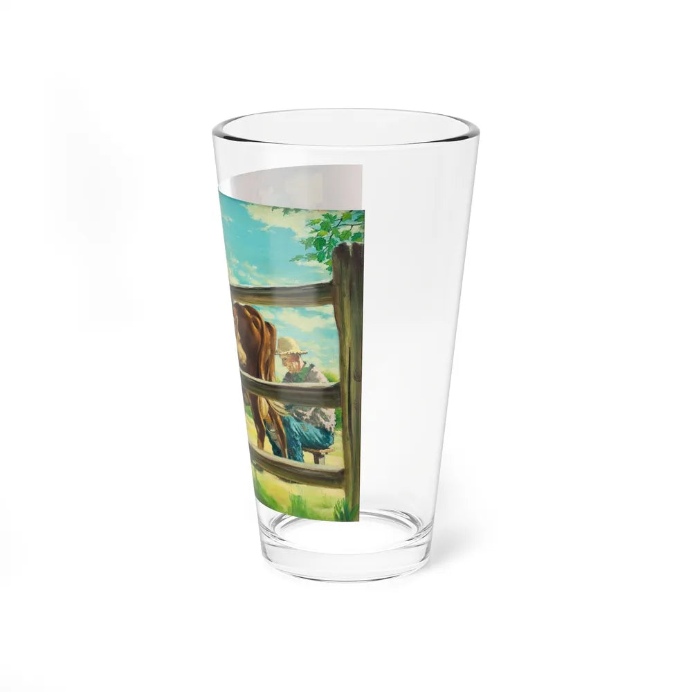 Milking the Cow (Magazine Illustration) Pint Glass 16oz-Go Mug Yourself