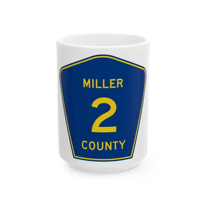 Miller County Route 2 AR (Arkansas) (Road Sign) White Coffee Mug 15oz - Go Mug Yourself