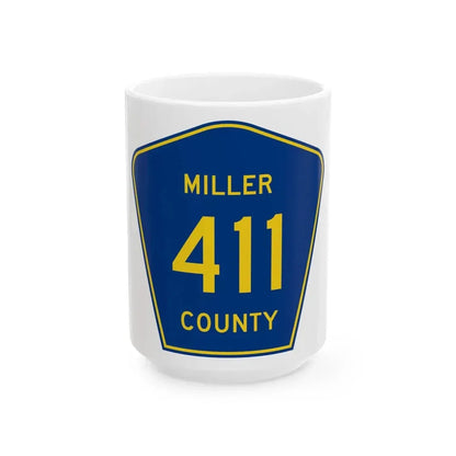 Miller County Route 411 AR (Arkansas) (Road Sign) White Coffee Mug 15oz - Go Mug Yourself