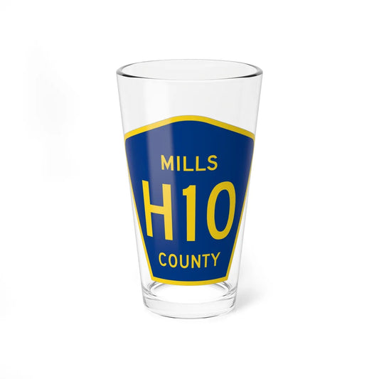 Mills County H10 (Iowa) (Road Sign) Pint Glass 16oz 16oz - Go Mug Yourself