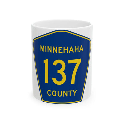 Minnehaha County 137 (South Dakota) (Road Sign) White Coffee Mug 11oz - Go Mug Yourself