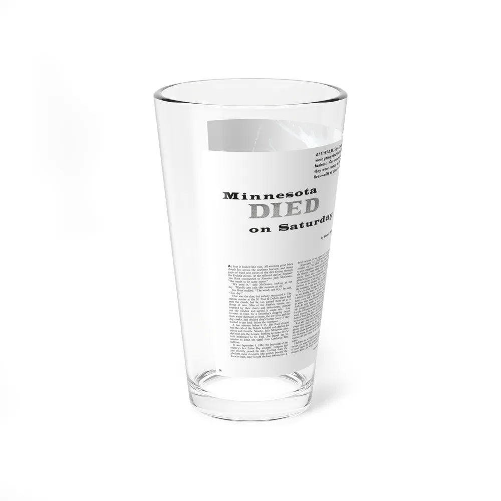 Minnesota Died on Saturday, For Men Only, February 1959 (Magazine Illustration) Pint Glass 16oz-Go Mug Yourself