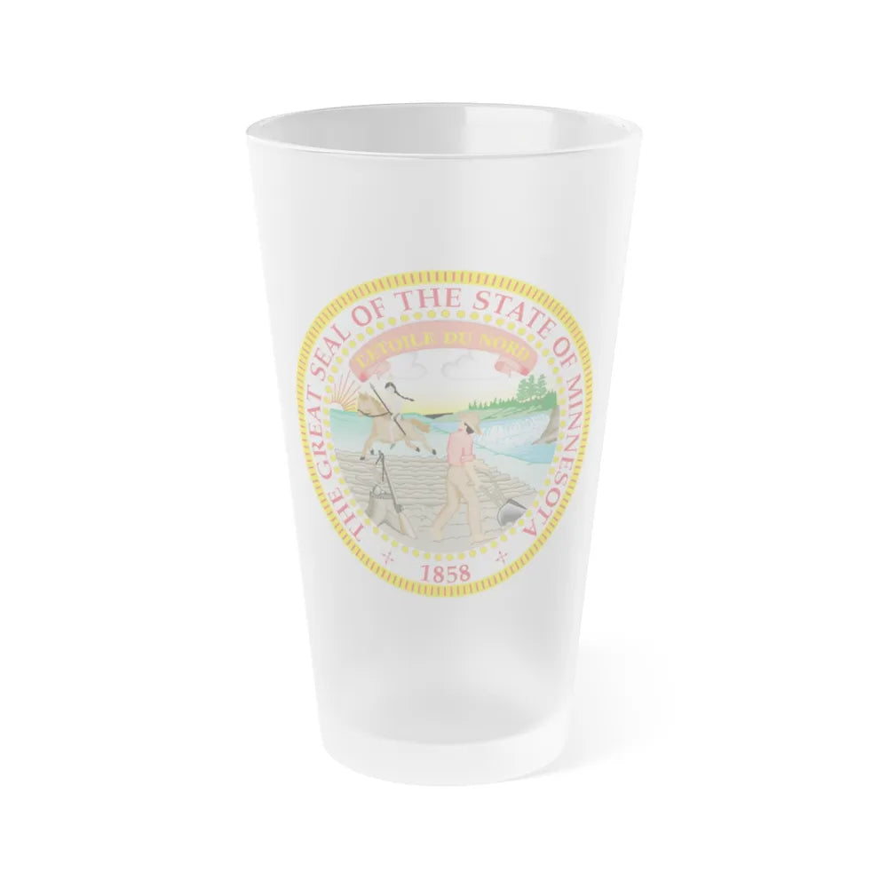 Minnesota State Seal - Frosted Pint Glass 16oz-16oz-Frosted-Go Mug Yourself