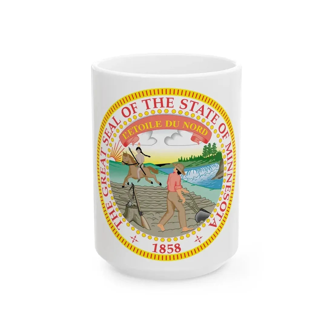 Minnesota State Seal - White Coffee Mug 15oz - Go Mug Yourself