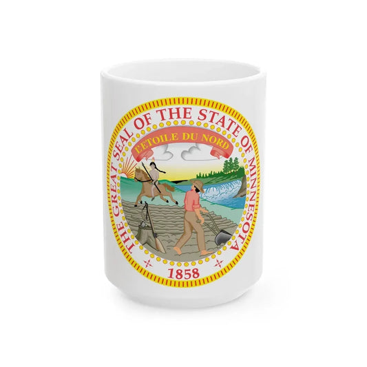 Minnesota State Seal - White Coffee Mug 15oz - Go Mug Yourself