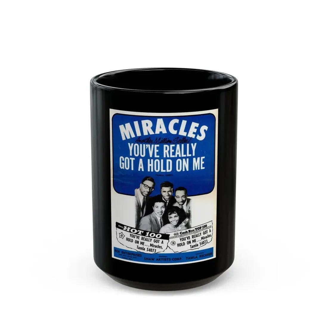 Miracles 1963 (Music Poster) Black Coffee Mug 15oz - Go Mug Yourself