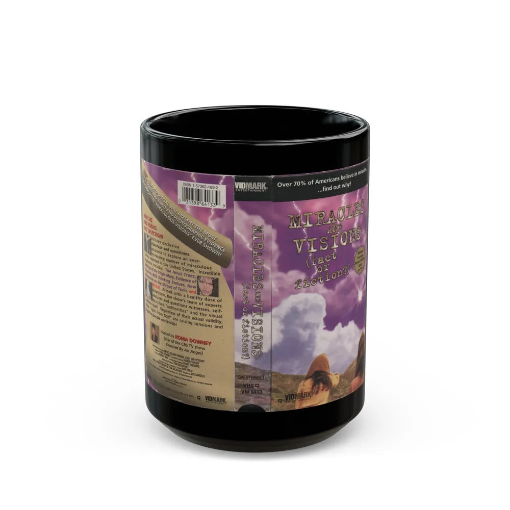 MIRACLES AND VISIONS FACT OR FICTION (VHS COVER) - Black Coffee Mug-15oz-Go Mug Yourself