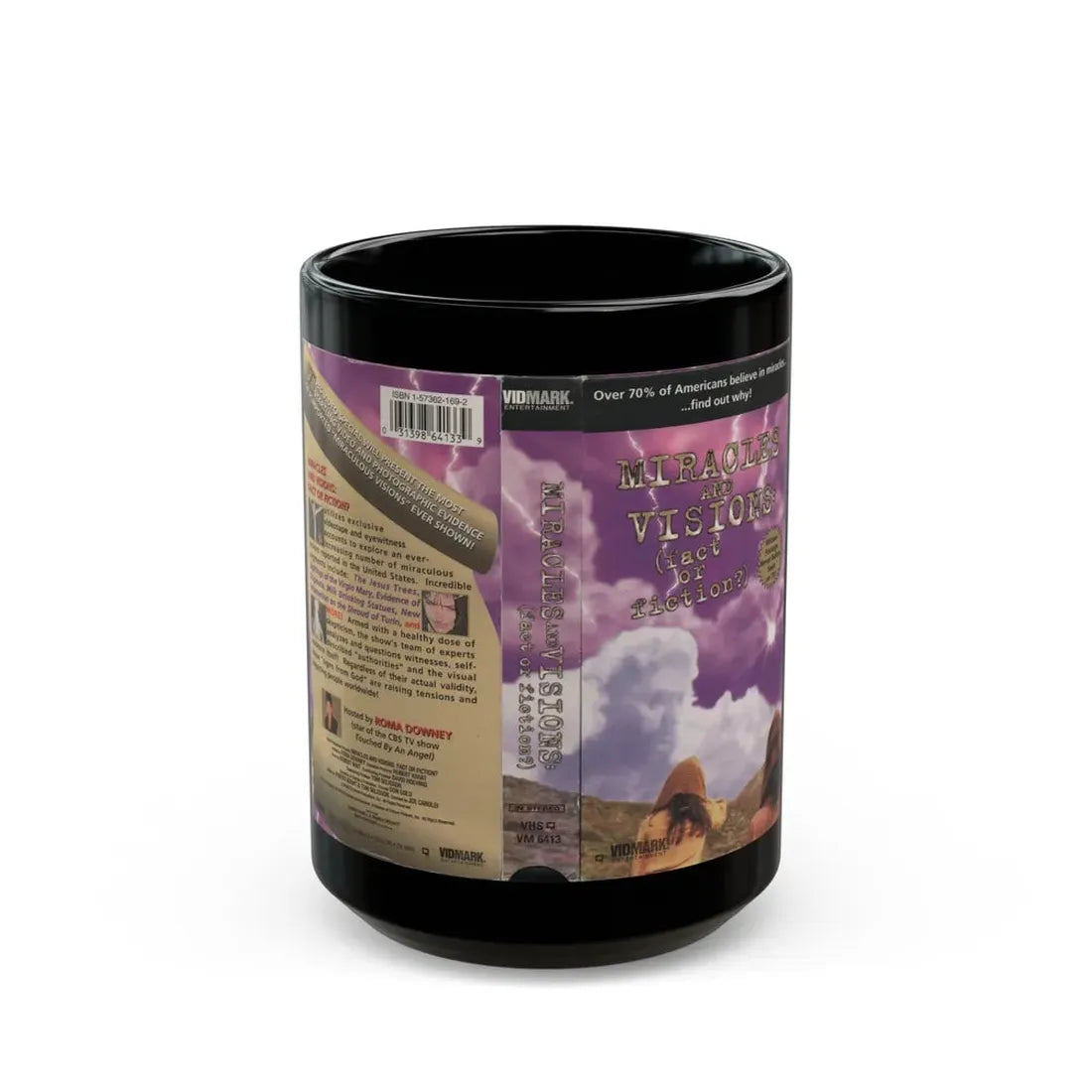 MIRACLES AND VISIONS FACT OR FICTION (VHS COVER) - Black Coffee Mug 15oz - Go Mug Yourself