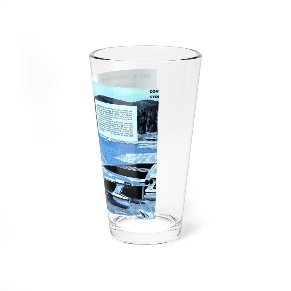 MI's Wonderful Car-Boat (Magazine Illustration) Pint Glass 16oz-Go Mug Yourself