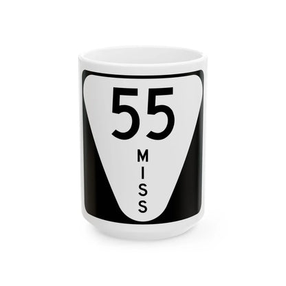 Mississippi 55 (Mississippi) (Road Sign) White Coffee Mug 15oz - Go Mug Yourself