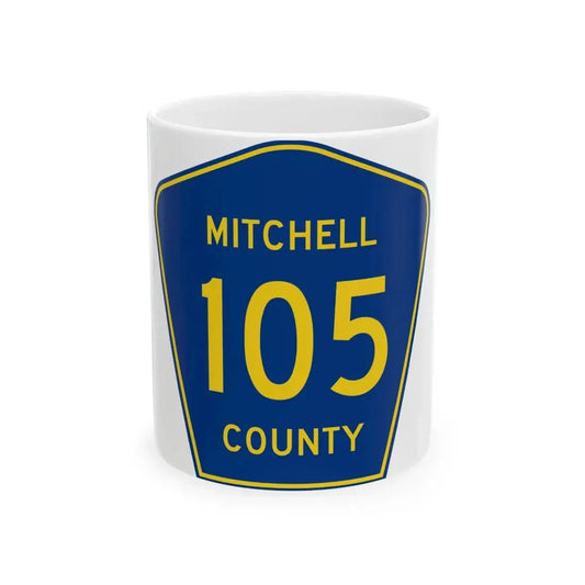 Mitchell County Route 105 IA (Iowa) (Road Sign) White Coffee Mug 11oz - Go Mug Yourself