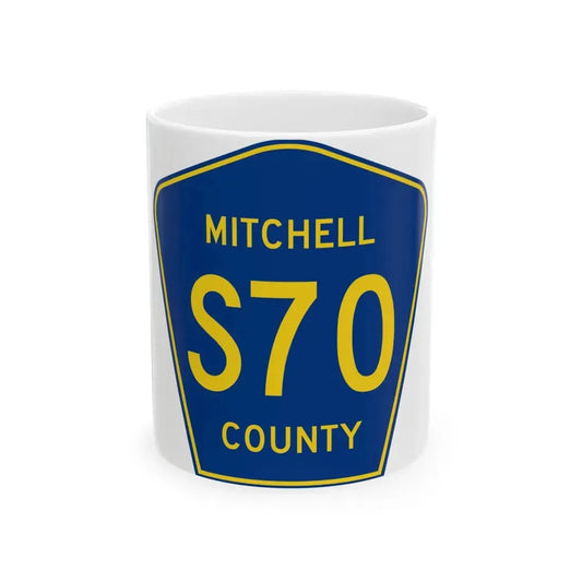 Mitchell County Route S70 IA (Iowa) (Road Sign) White Coffee Mug 11oz - Go Mug Yourself