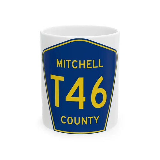 Mitchell County Route T46 IA (Iowa) (Road Sign) White Coffee Mug 11oz - Go Mug Yourself