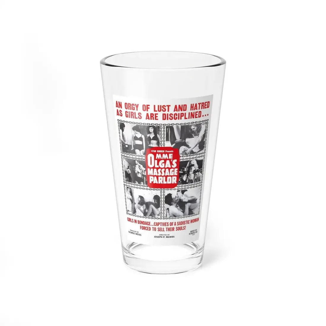 MME OLGA'S MASSAGE PARLOR 1965 Movie Poster - Pint Glass 16oz 16oz - Go Mug Yourself