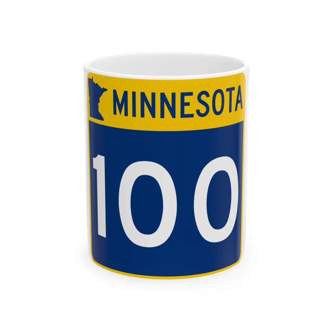 MN-100 (Minnesota) (Road Sign) White Coffee Mug 11oz - Go Mug Yourself