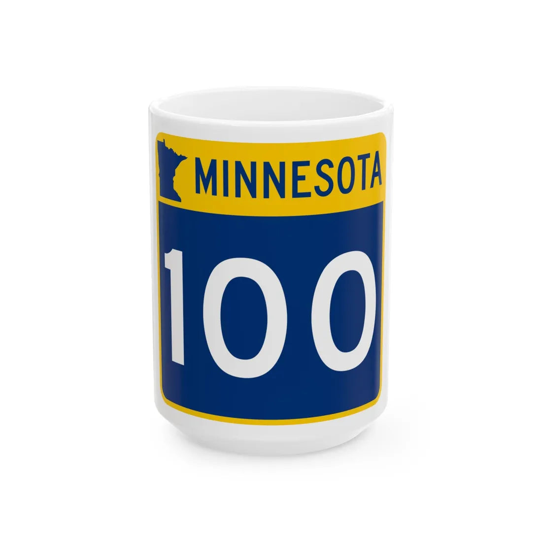 MN-100 (Minnesota) (Road Sign) White Coffee Mug 15oz - Go Mug Yourself