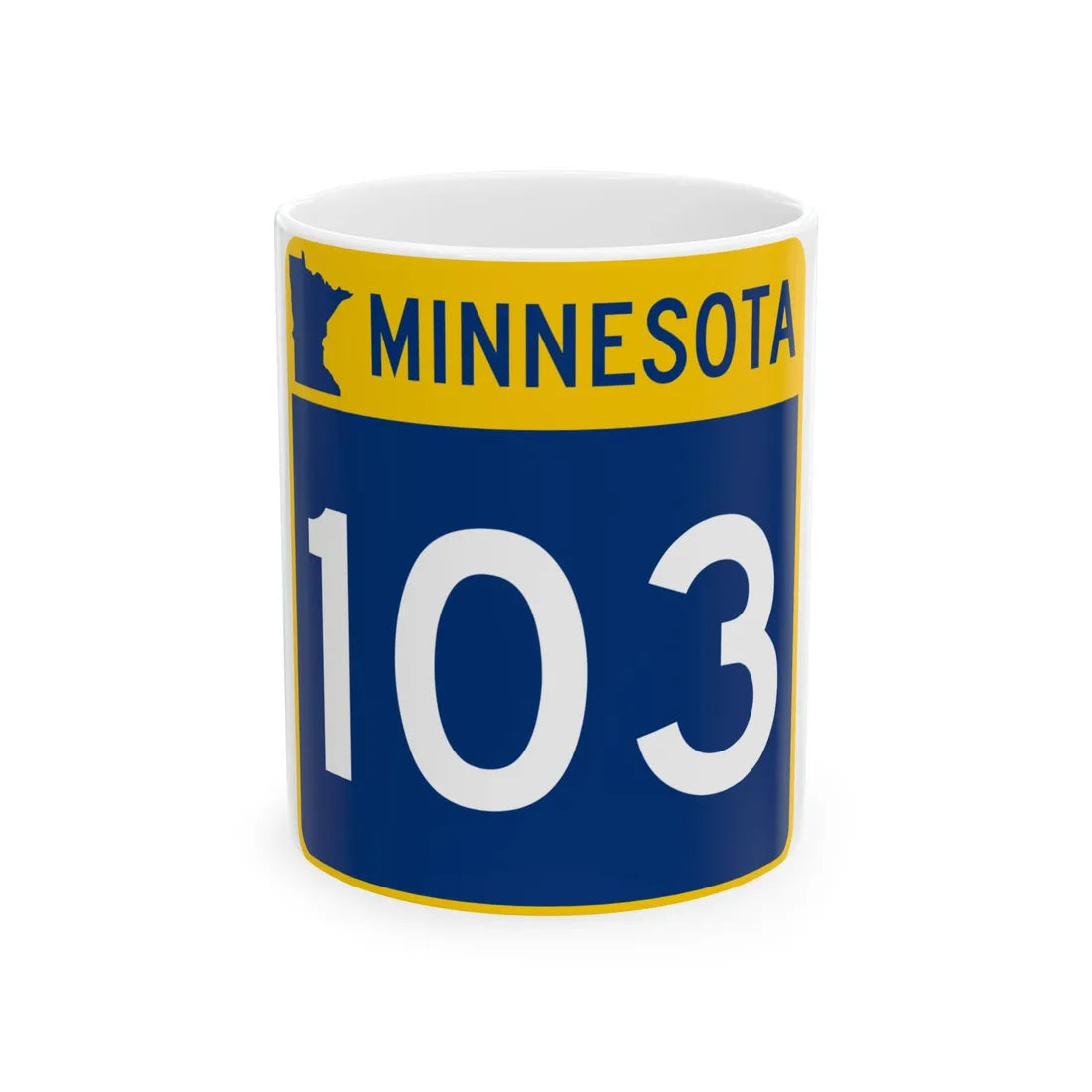 MN-103 (Minnesota) (Road Sign) White Coffee Mug 11oz - Go Mug Yourself