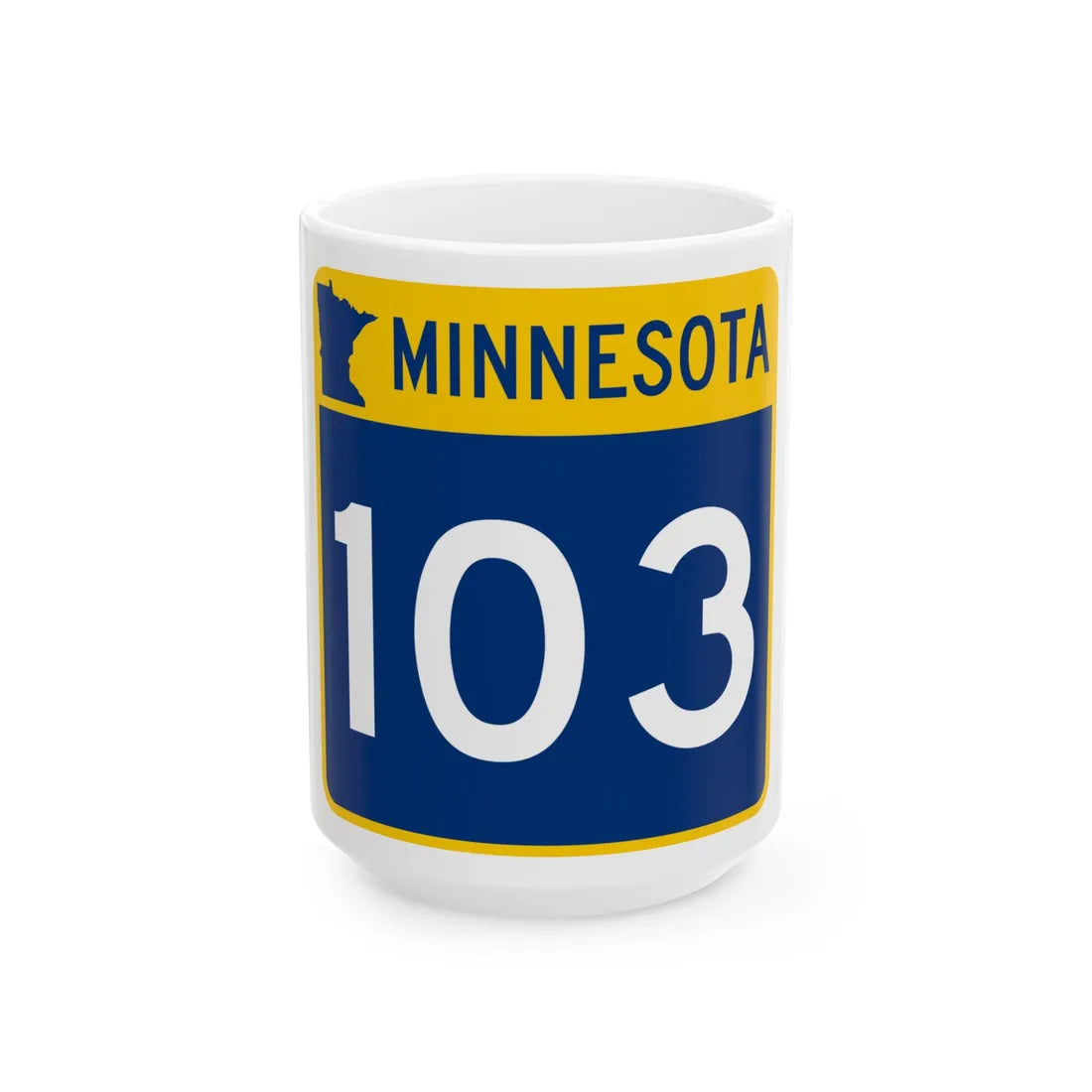 MN-103 (Minnesota) (Road Sign) White Coffee Mug 15oz - Go Mug Yourself