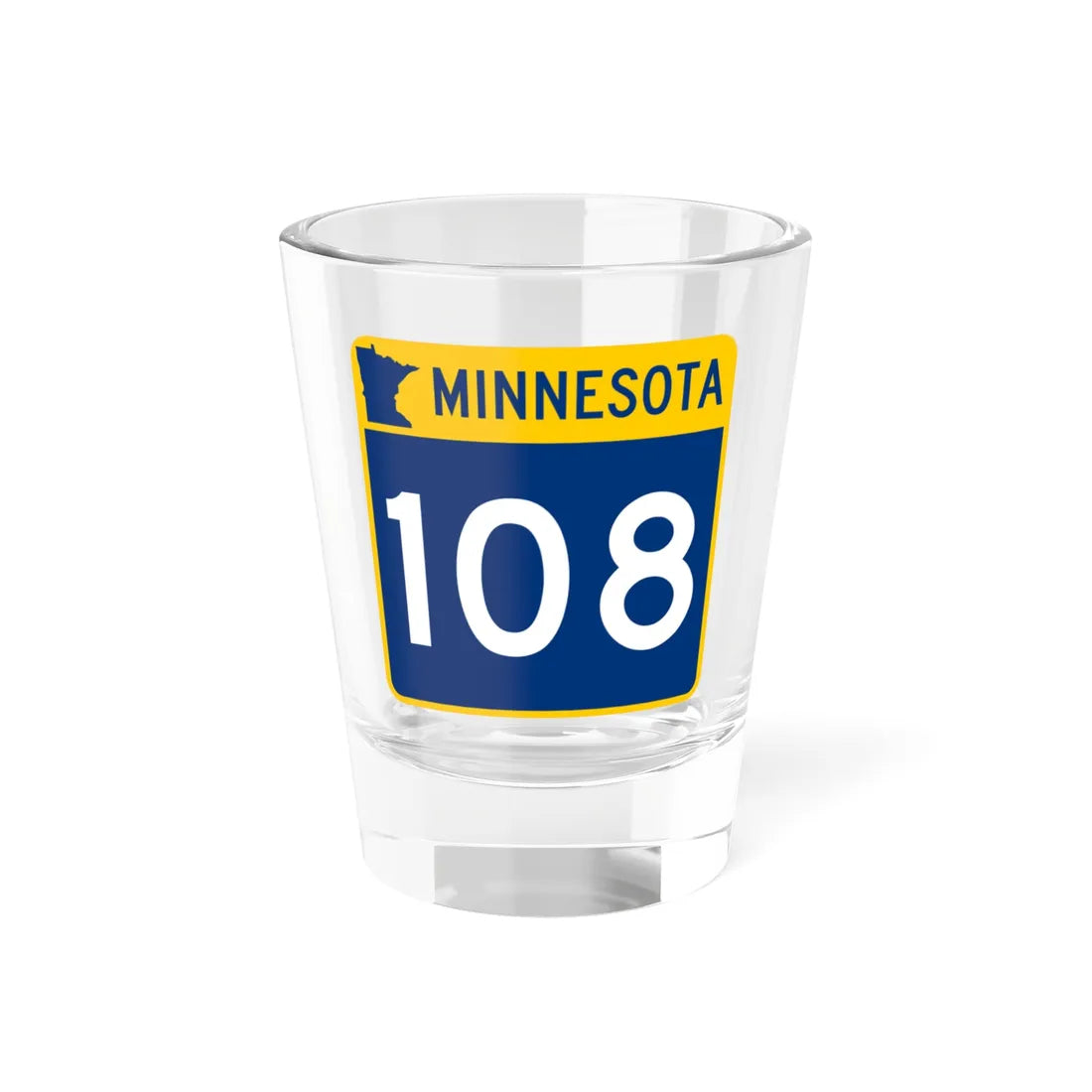 MN-108 (Minnesota) (Road Sign) Shot Glass 1.5oz 1.5oz - Go Mug Yourself