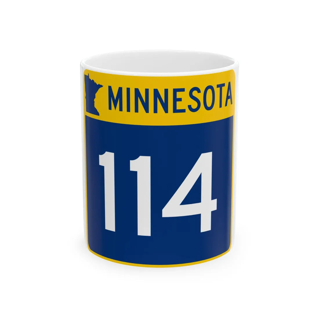 MN-114 (Minnesota) (Road Sign) White Coffee Mug 11oz - Go Mug Yourself