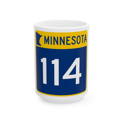 MN-114 (Minnesota) (Road Sign) White Coffee Mug 15oz - Go Mug Yourself