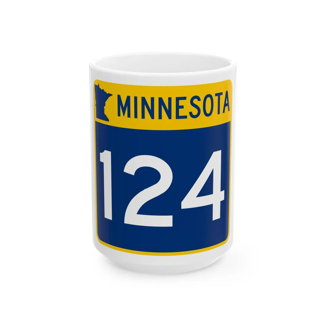 MN-124 (Minnesota) (Road Sign) White Coffee Mug 15oz - Go Mug Yourself