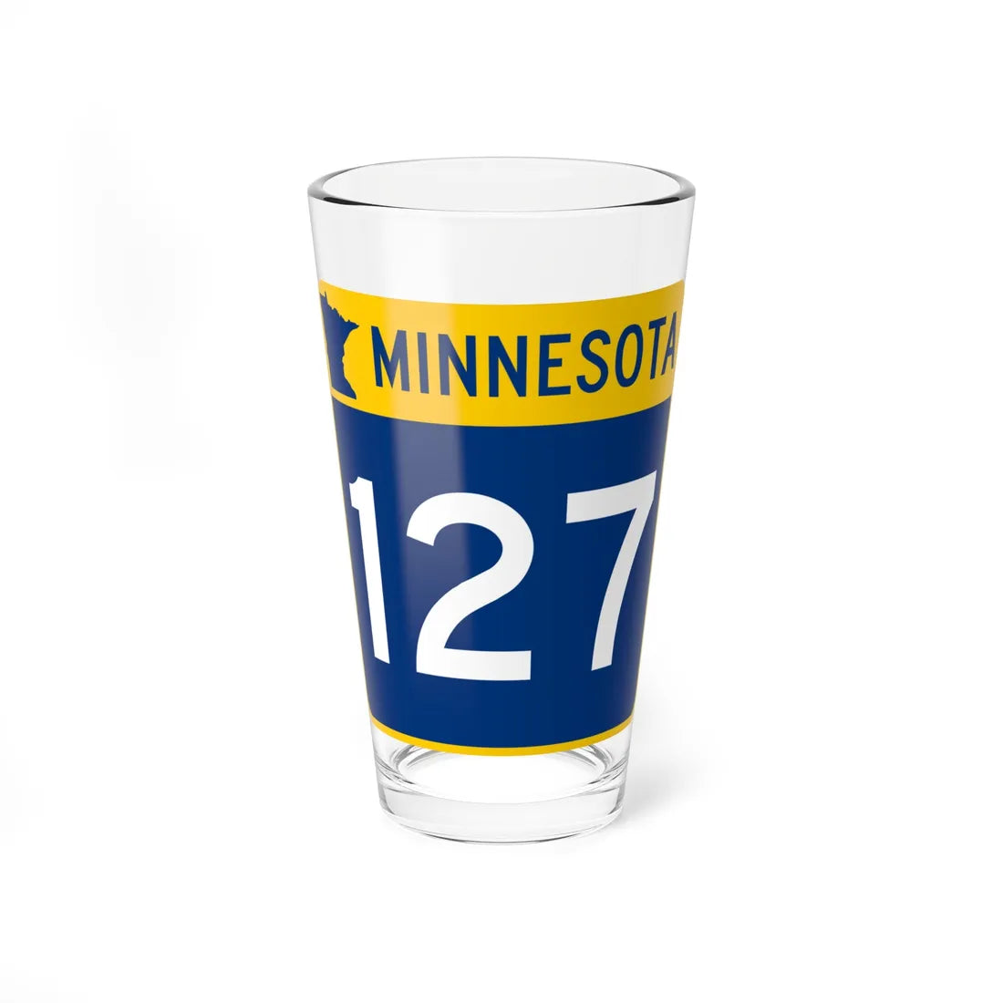 MN-127 (Minnesota) (Road Sign) Pint Glass 16oz 16oz - Go Mug Yourself