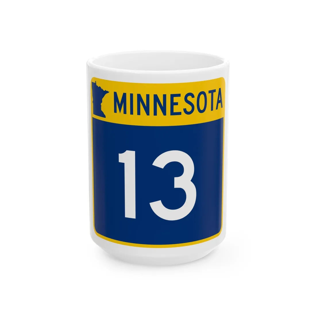 MN-13 (Minnesota) (Road Sign) White Coffee Mug 15oz - Go Mug Yourself