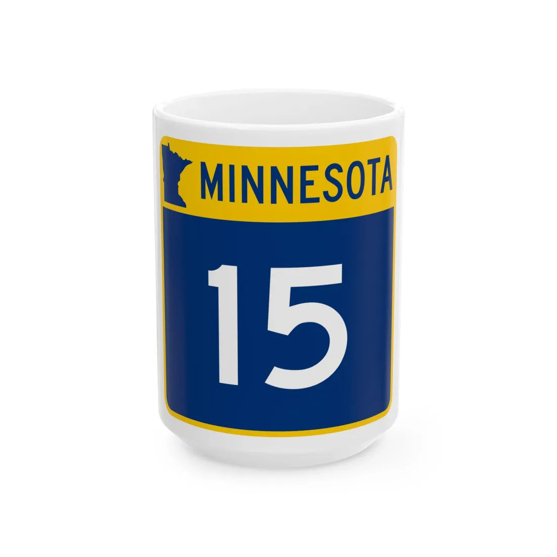 MN-15 (Minnesota) (Road Sign) White Coffee Mug 15oz - Go Mug Yourself