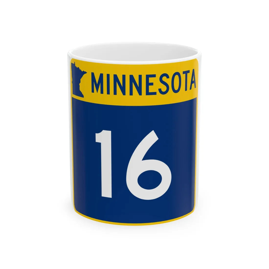 MN-16 (Minnesota) (Road Sign) White Coffee Mug 11oz - Go Mug Yourself